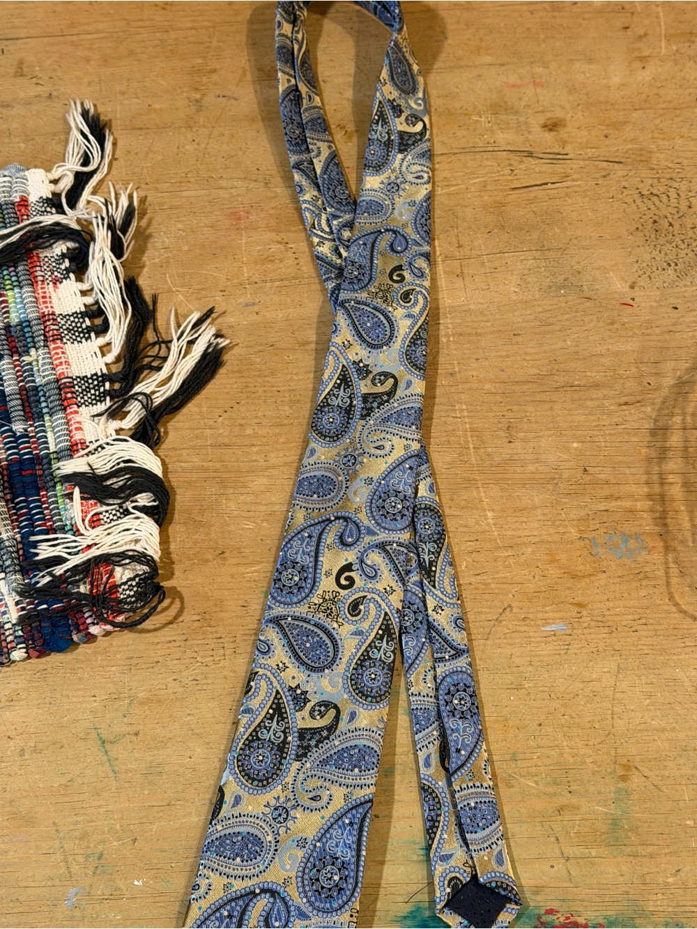 Blue Paisley Silk-Effect Tie for Men